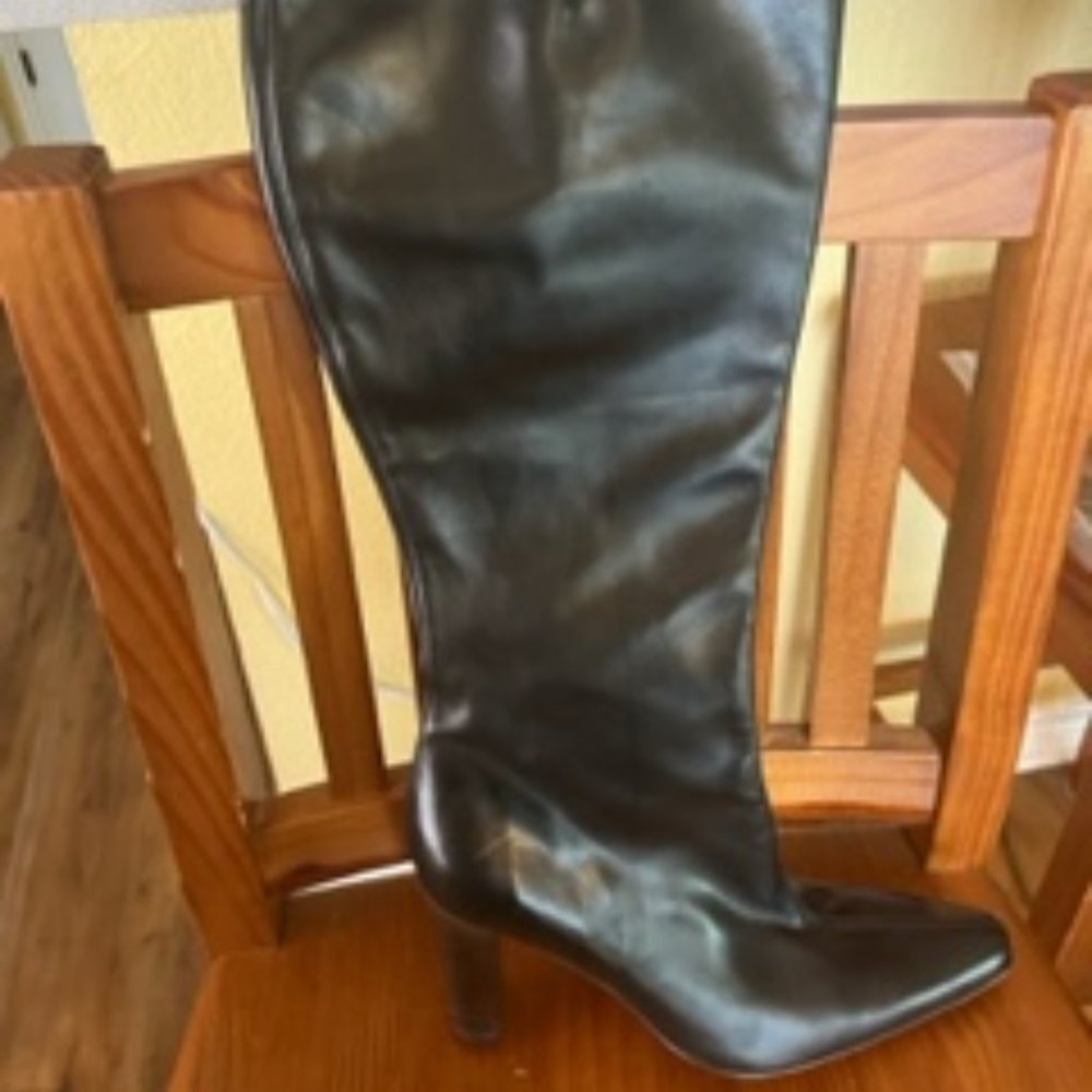 Vintage J. Crew Black Leather Knee High Boots